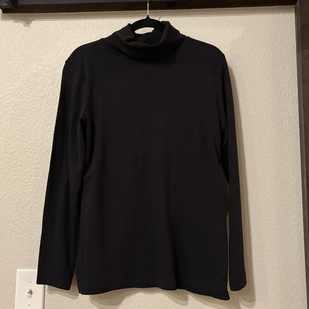 Isaac Mizrahi Essential Black Long Sleeve Turtleneck Top Small